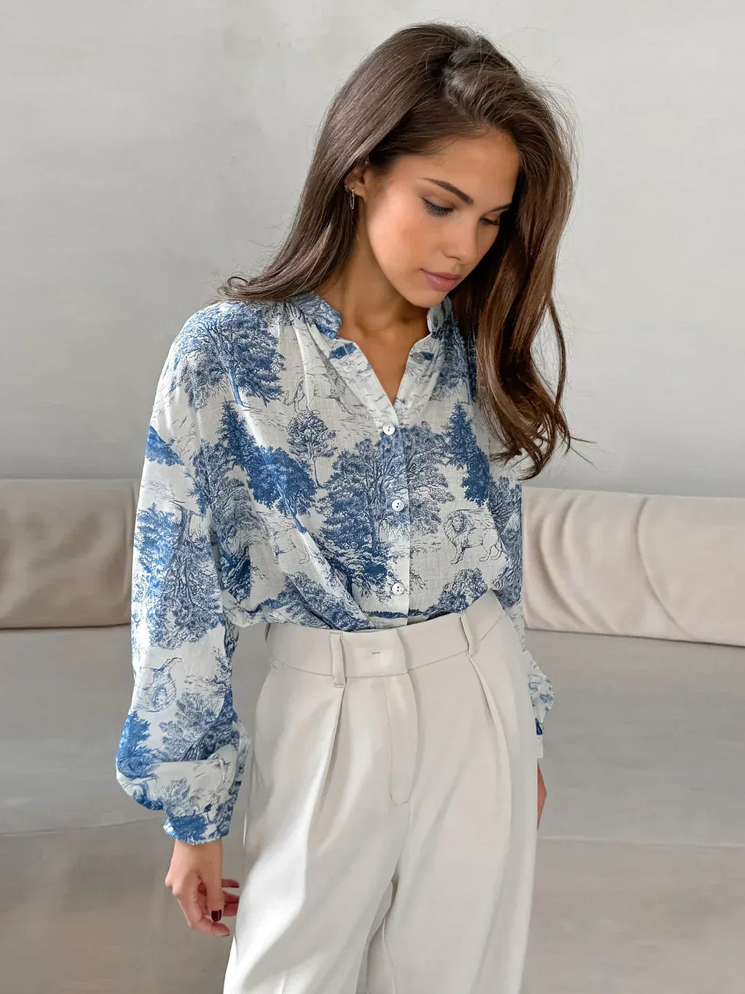 Camisa Estampada de Manga Larga