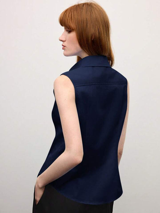 Blusa Clásica con Cuello Camisero