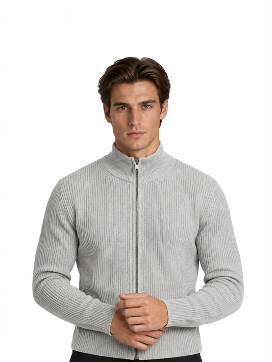Dzianinowy sweter zapinany na zamek