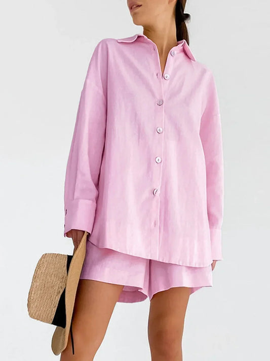 Conjunto de Camisa y Shorts en Tono Pastel