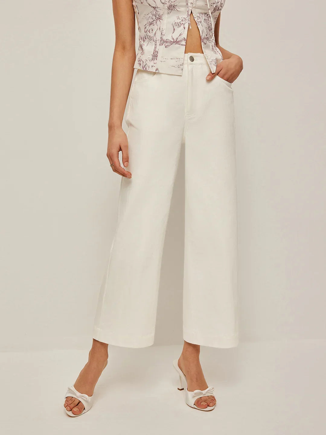 White Wide-Leg Jeans