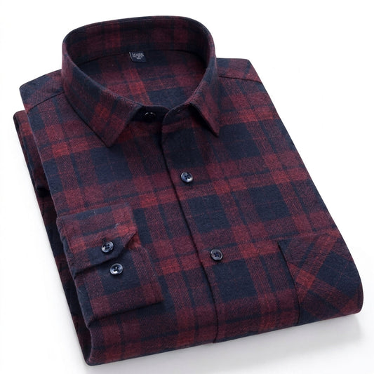 Camicia a quadri in cotone a maniche lunghe