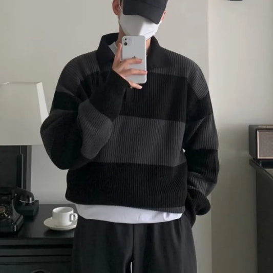 Jersey Oversize de Rayas con Cuello Polo