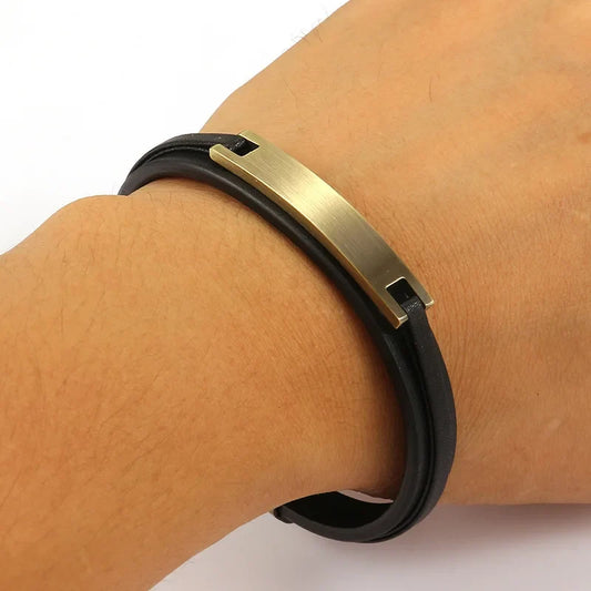 Leather and Steel Bracelet