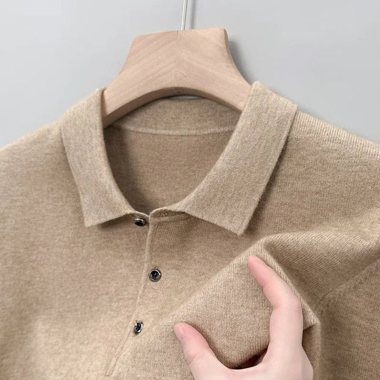 Sweter z kaszmiru z kołnierzykiem polo