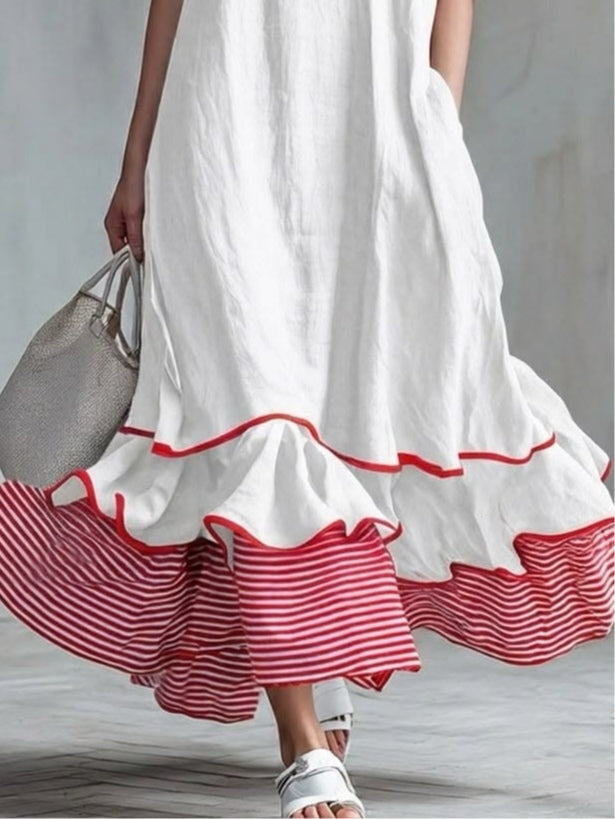 Inma | Vestido Casual con Parches de Rayas