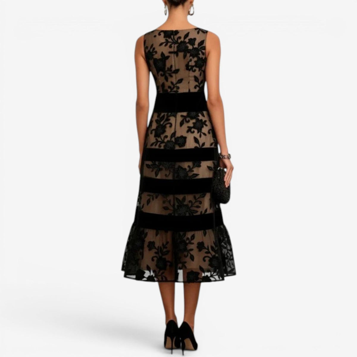 Pria | Vestido Midi de Encaje Floral