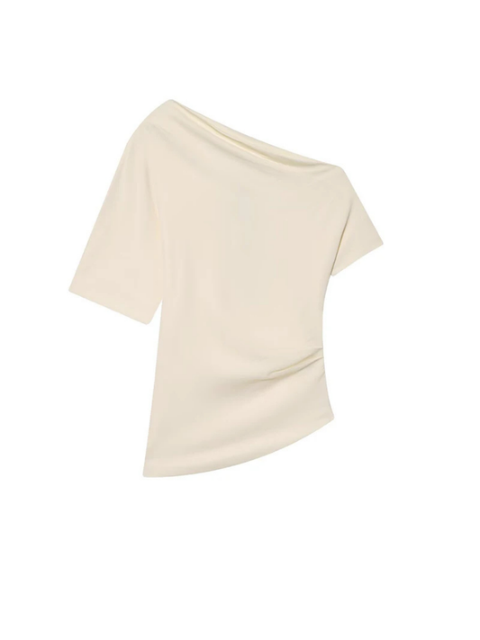 Camiseta Asimétrica Fruncida