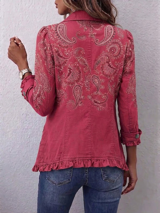 Isolda | Chaqueta Paisley Vintage Rosa Antiguo con Volantes