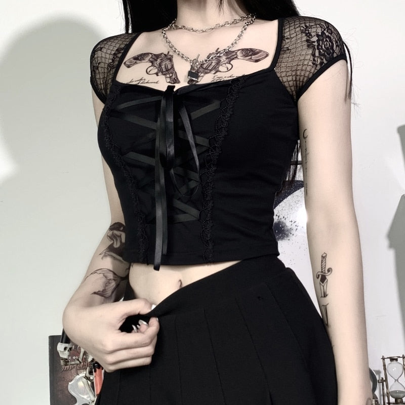 MELISSA | BLUSA DE ENCAJE CON LAZO