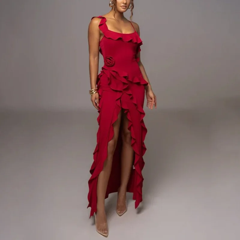 LARIS | VESTIDO MAXI CON VOLANTES