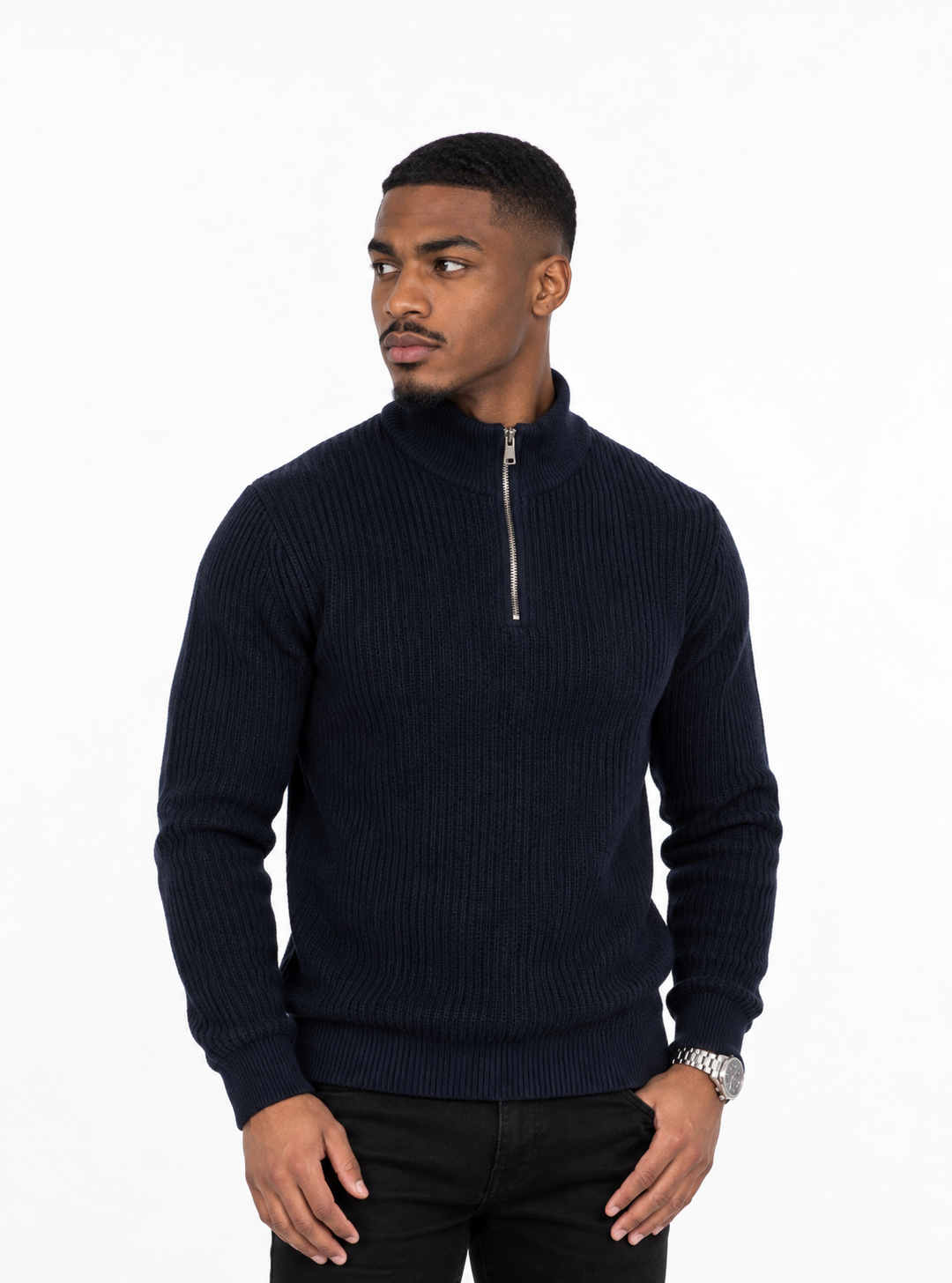 Maglione a collo alto con mezza zip