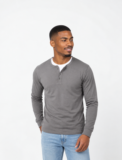 Camiseta Henley de Manga Larga