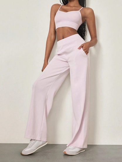 Pantaloni a gamba larga in modal con tasche