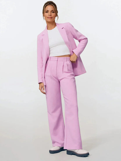 High-Rise Wide-Leg Pleated Trousers
