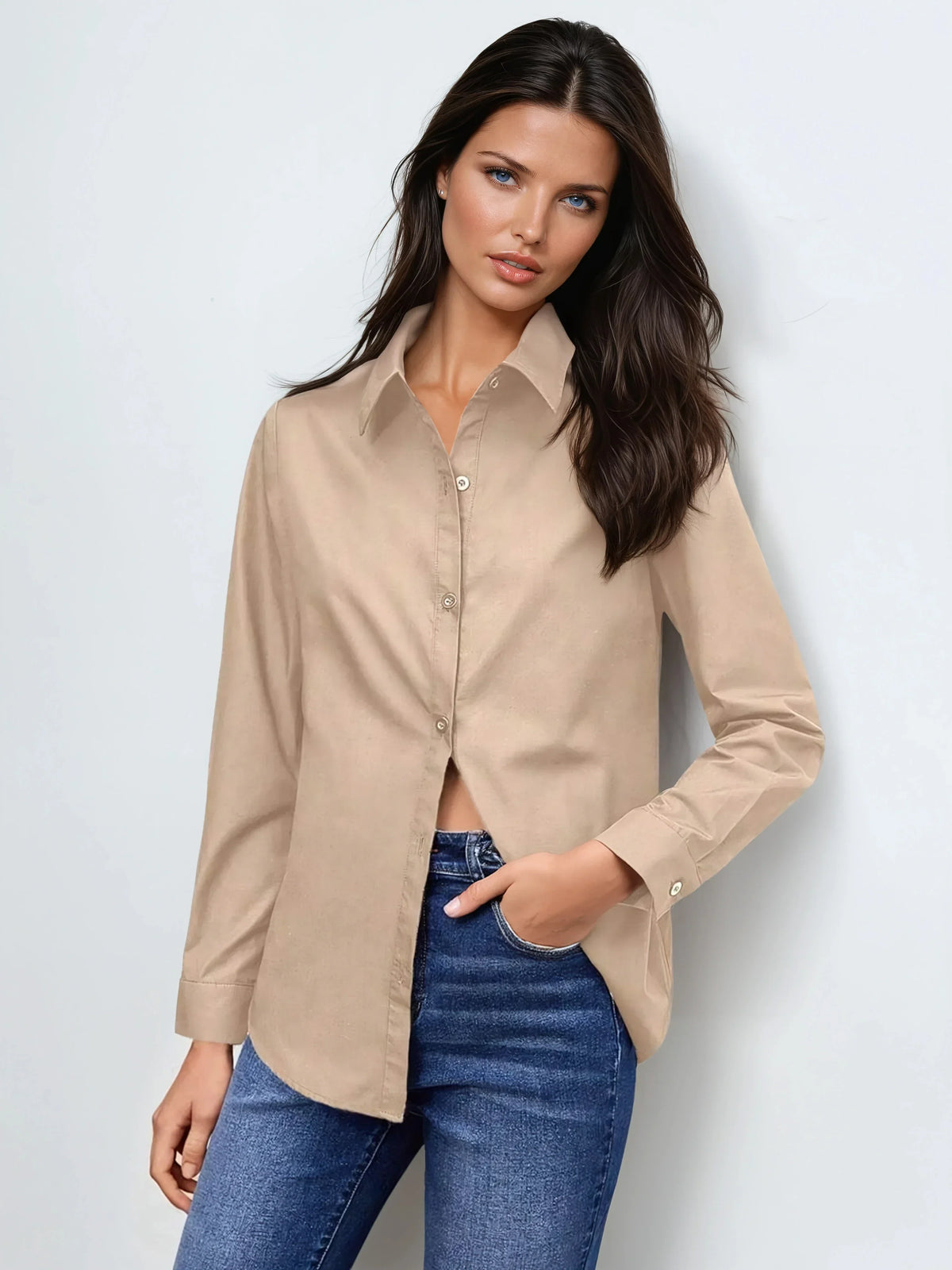 Camisa de Algodón con Cuello Clásico