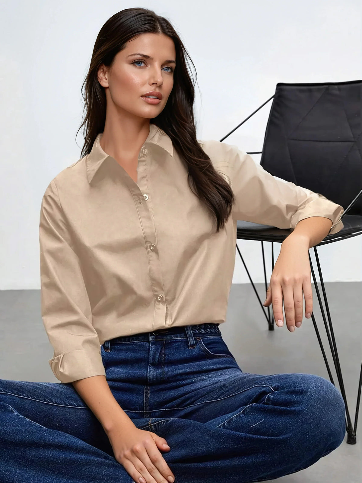 Camisa de Algodón con Cuello Clásico