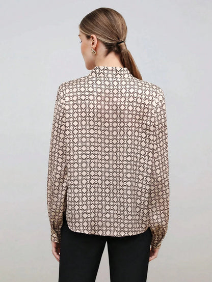 Blusa Estampada con Lazo al Cuello
