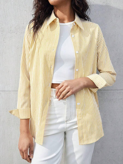 Camicia a righe a maniche lunghe con bottoni