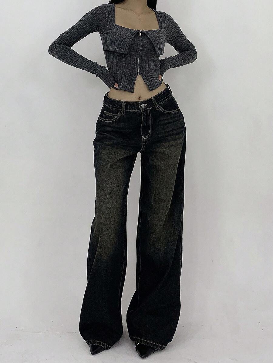 Low-Rise Straight Jeans