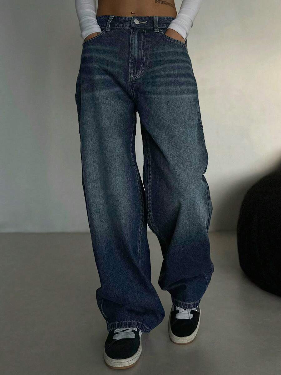 Low-Rise Straight Jeans