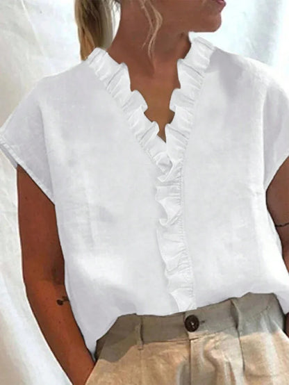 Batwing Sleeve Ruffle Blouse