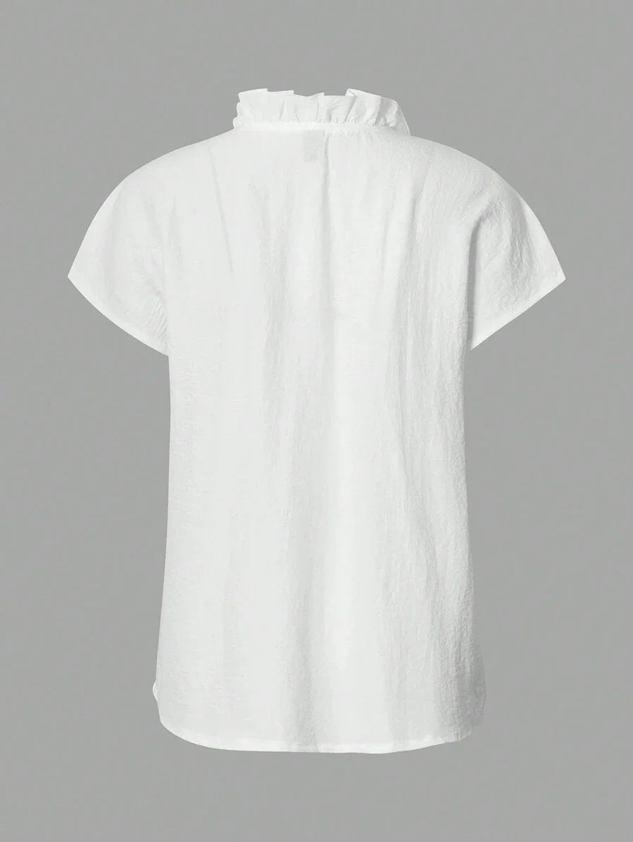 Batwing Sleeve Ruffle Blouse
