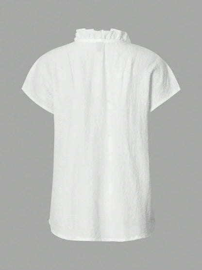 Batwing Sleeve Ruffle Blouse