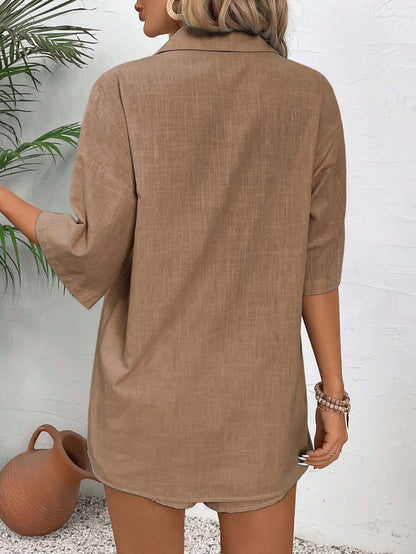 Knot-Front Blouse and Shorts Set