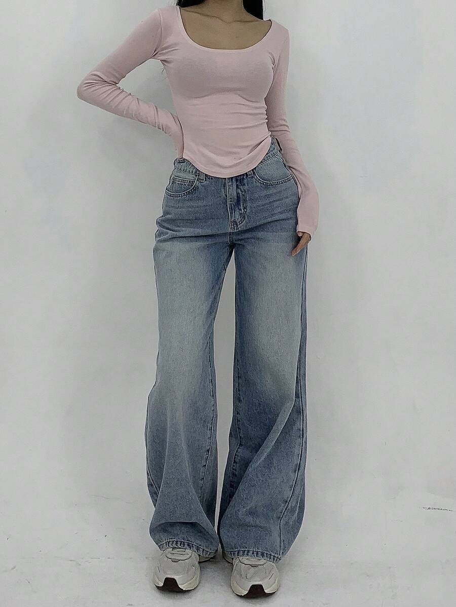Low-Rise Straight Jeans
