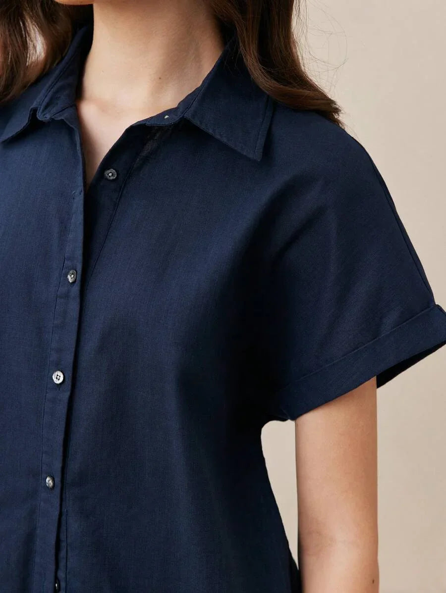 Casual Open-Collar Batwing Sleeve Shirt