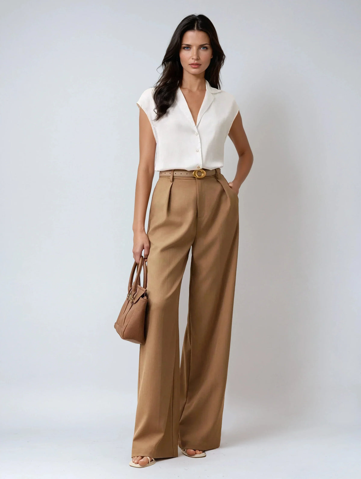 Satin Blouse with Lapel and Pockets