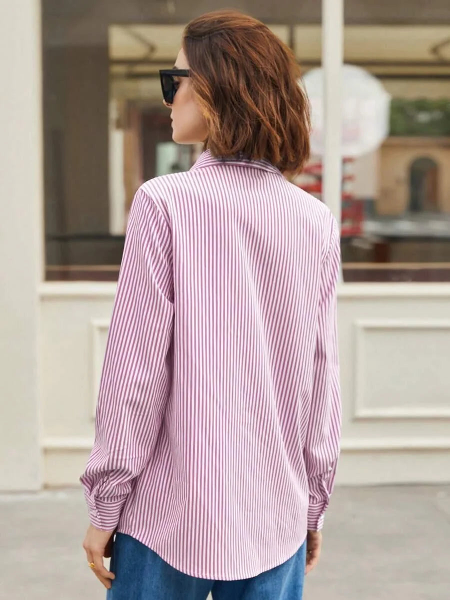 Camicia a righe a maniche lunghe con bottoni