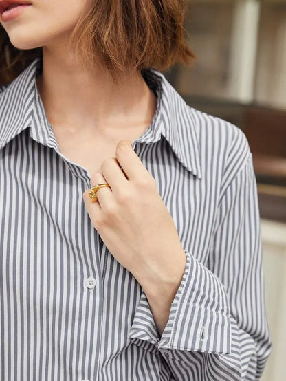 Camicia a righe a maniche lunghe con bottoni