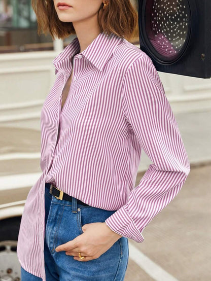 Camicia a righe a maniche lunghe con bottoni