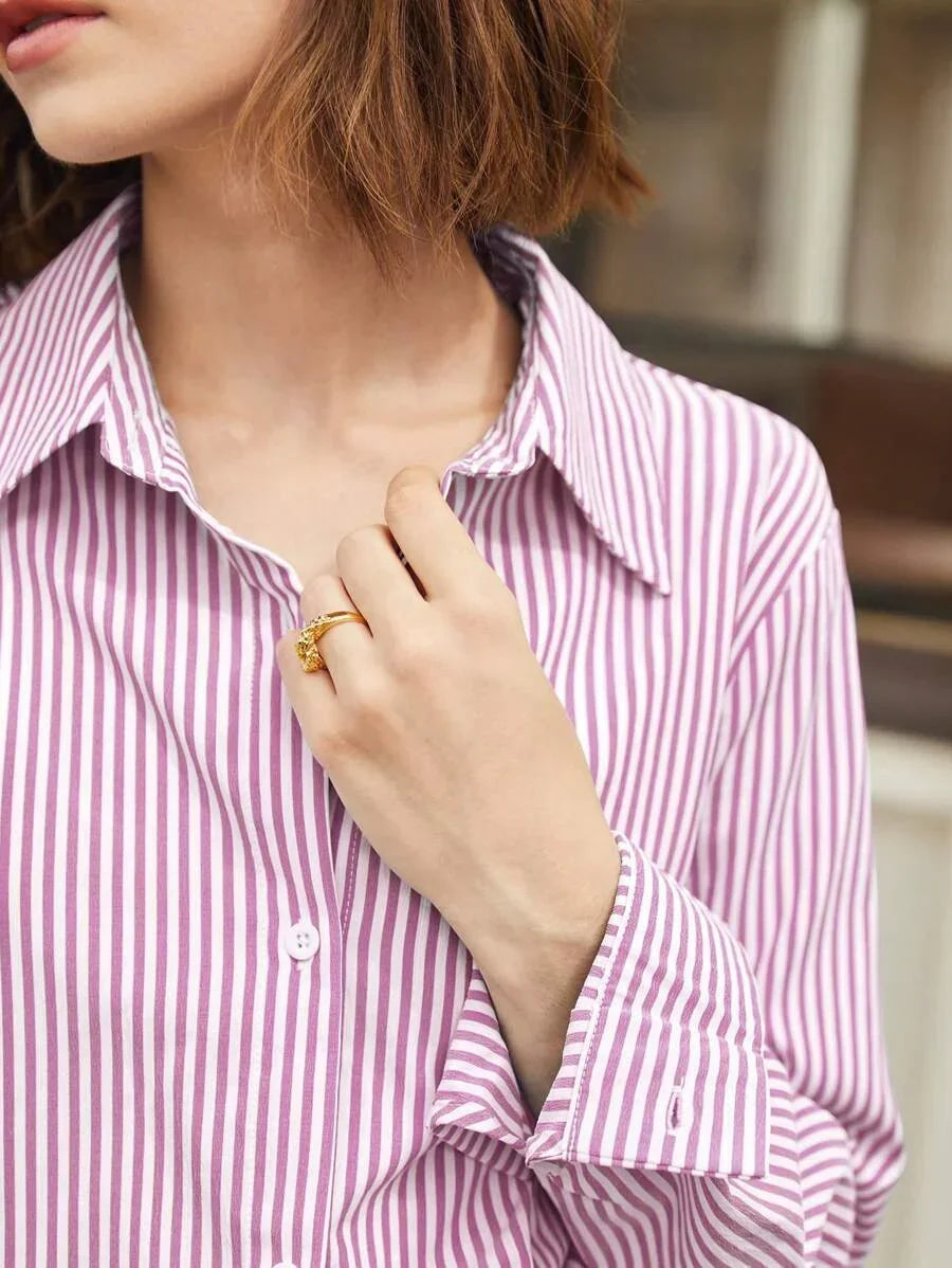 Camicia a righe a maniche lunghe con bottoni