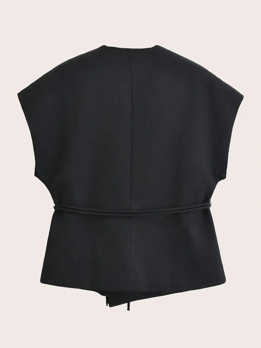 V-Neck Tie-Front Batwing Top