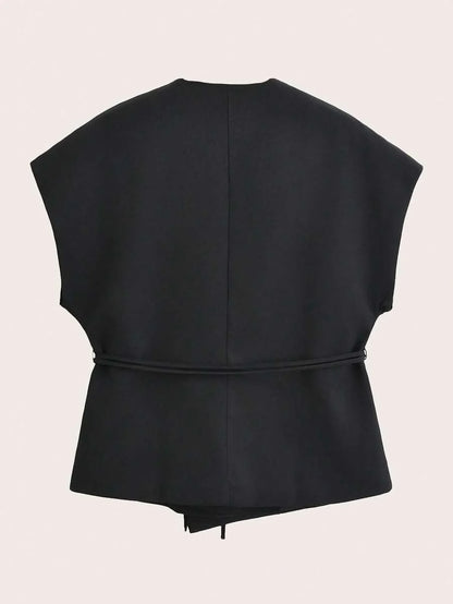 V-Neck Tie-Front Batwing Top