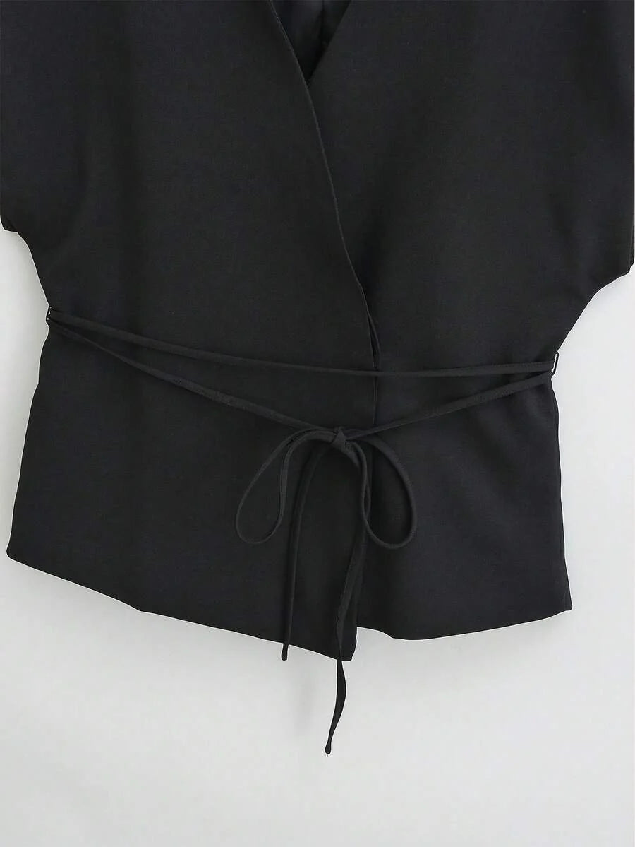 V-Neck Tie-Front Batwing Top