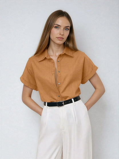 Casual Open-Collar Batwing Sleeve Shirt