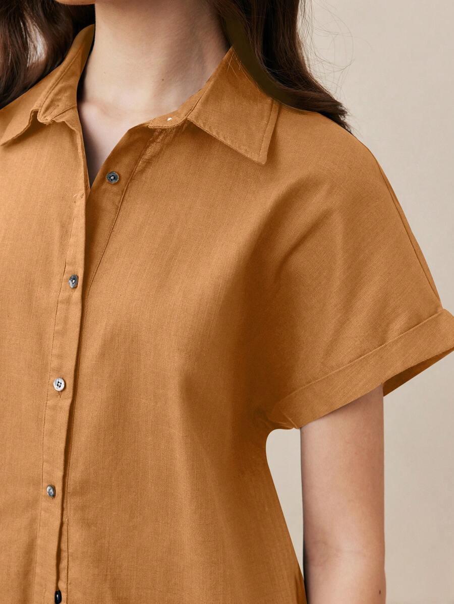 Casual Open-Collar Batwing Sleeve Shirt