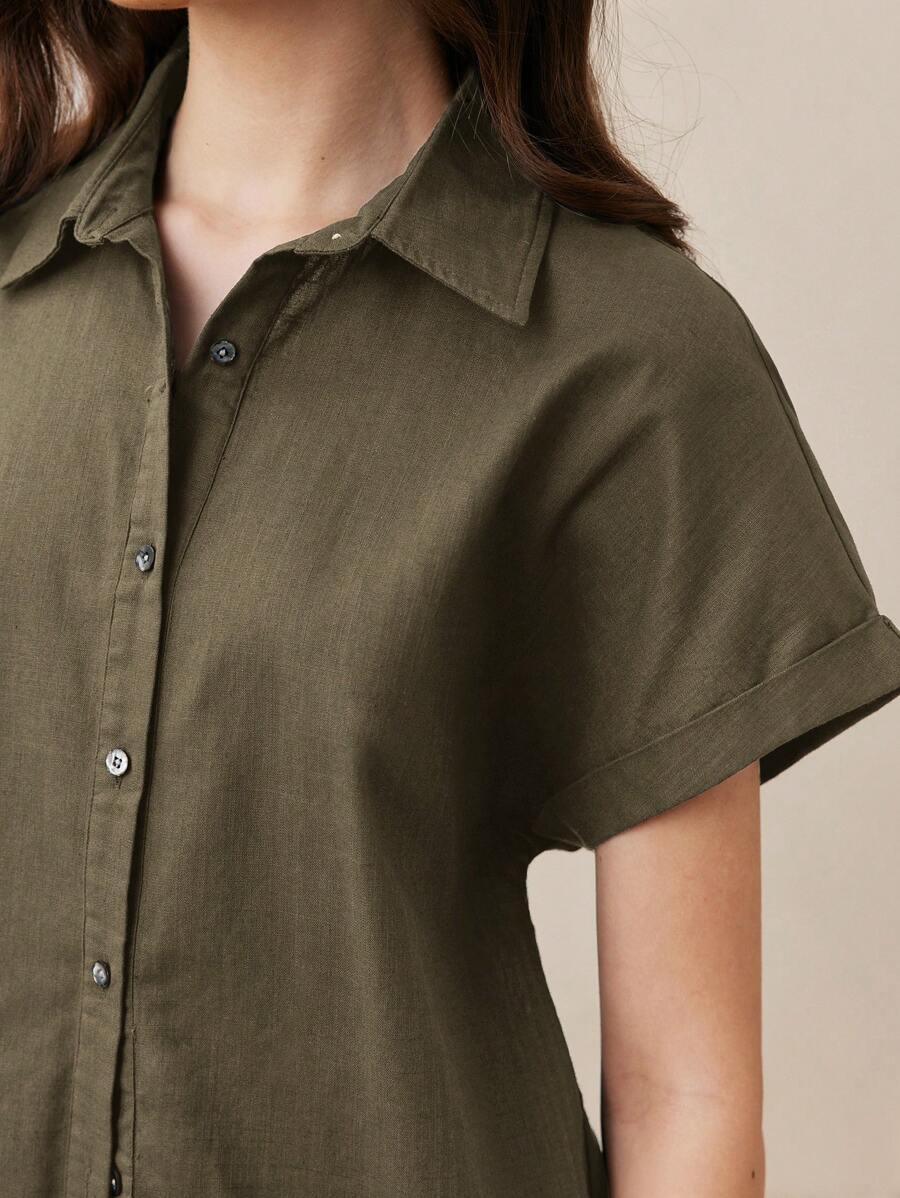 Casual Open-Collar Batwing Sleeve Shirt