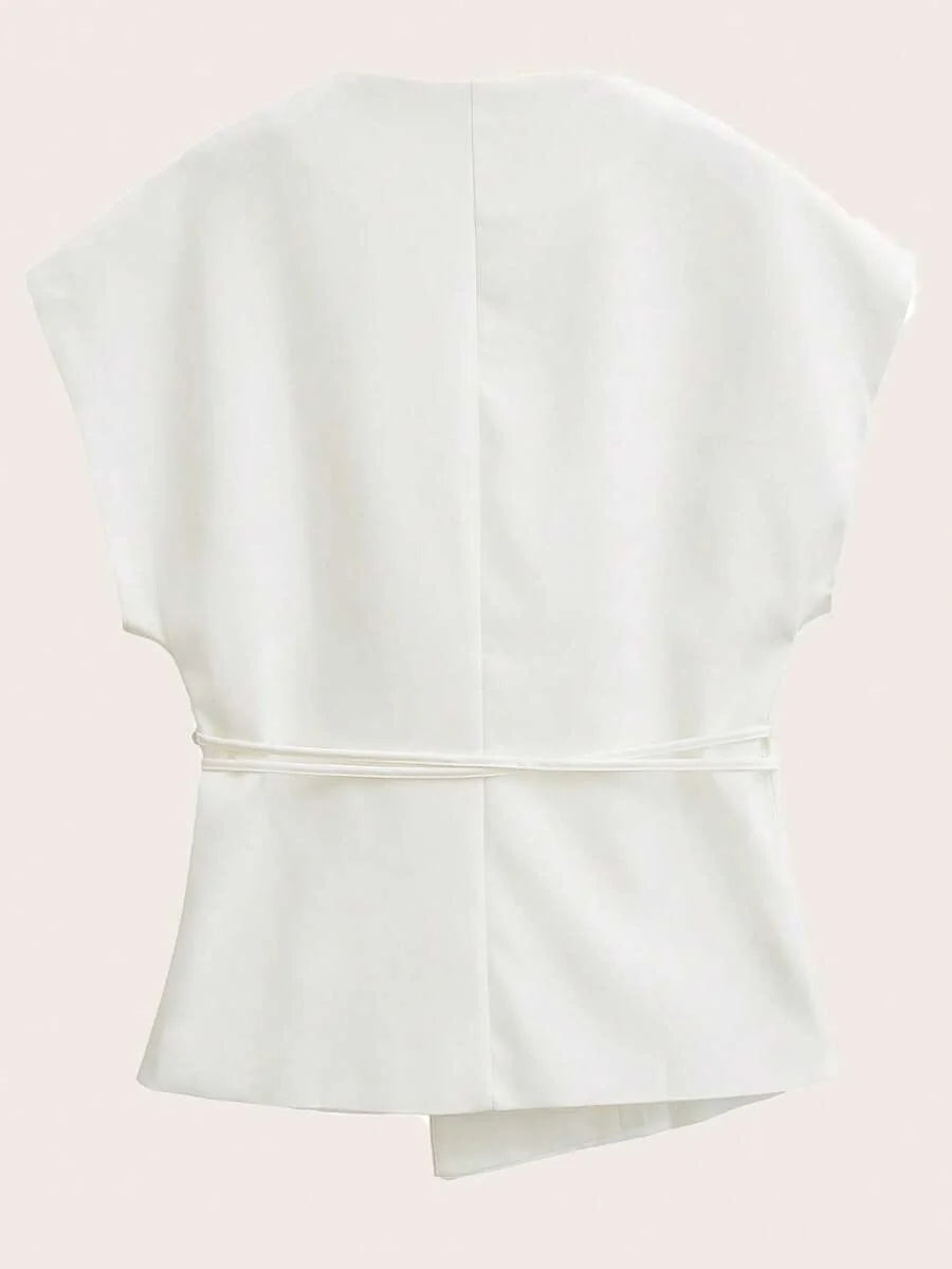 V-Neck Tie-Front Batwing Top