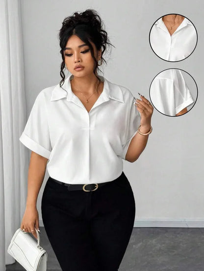 Camisa Abotonada con Manga Murciélago Talla Grande