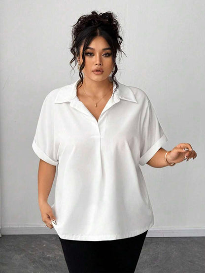 Camisa Abotonada con Manga Murciélago Talla Grande