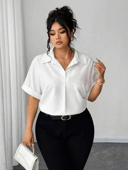 Camisa Abotonada con Manga Murciélago Talla Grande