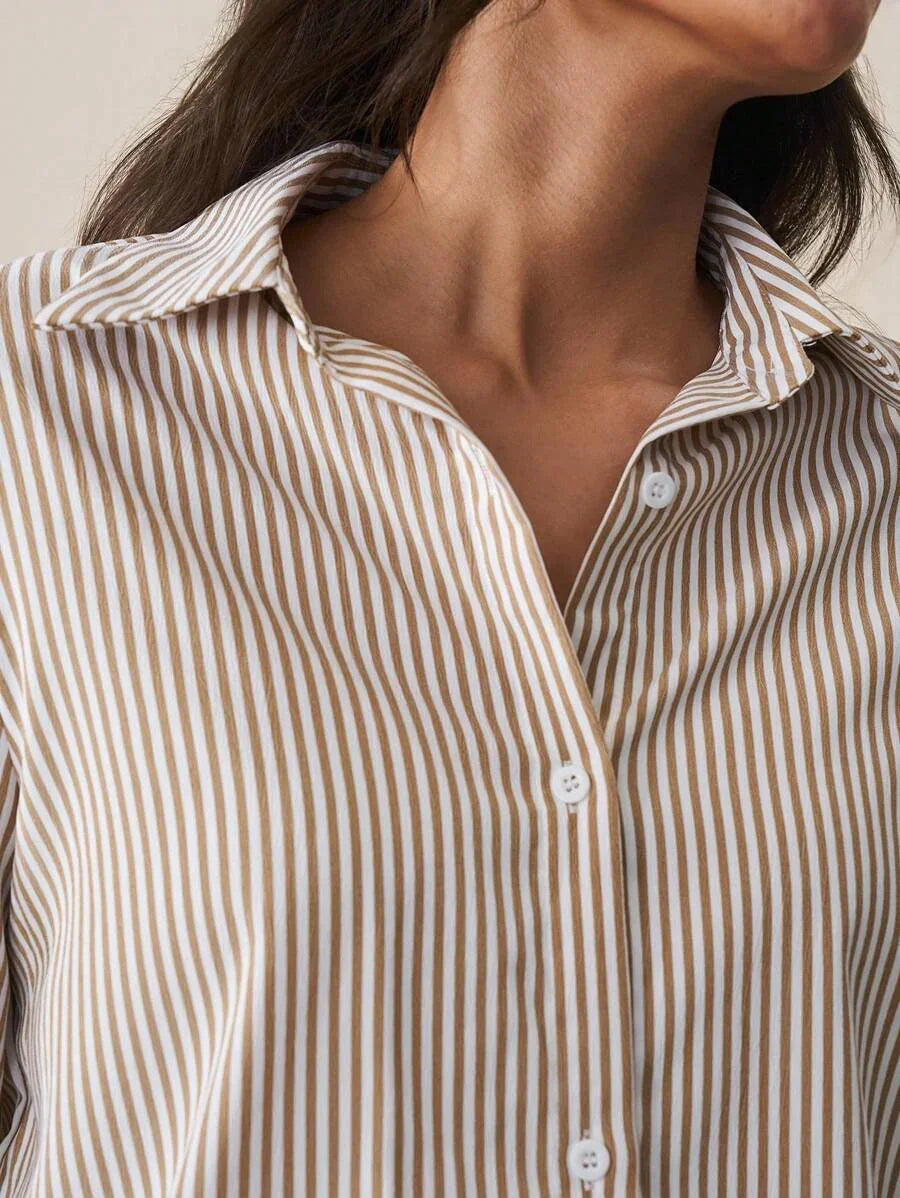 Camicia a righe a maniche lunghe con bottoni