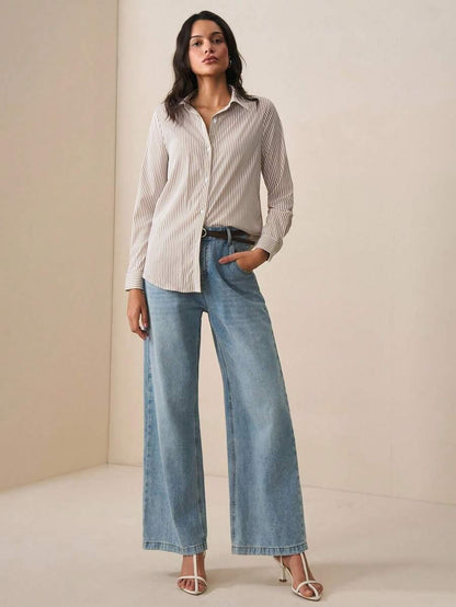 Camicia a righe a maniche lunghe con bottoni