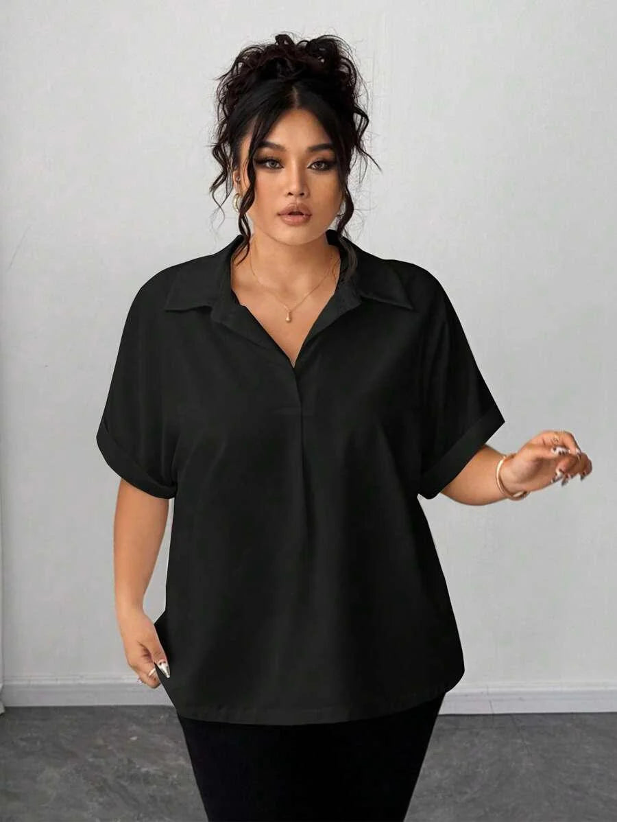 Camisa Abotonada con Manga Murciélago Talla Grande
