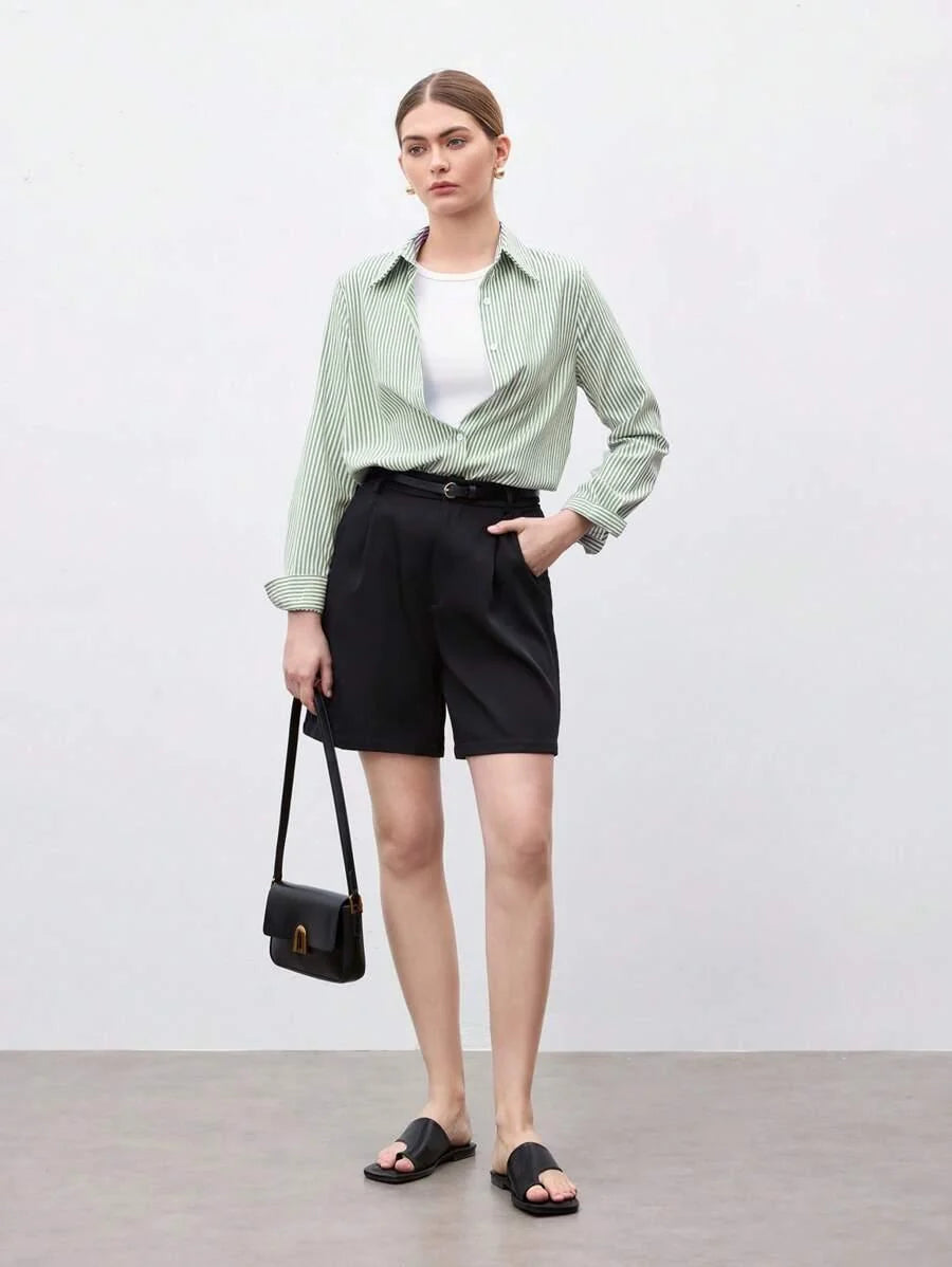 Camicia a righe a maniche lunghe con bottoni